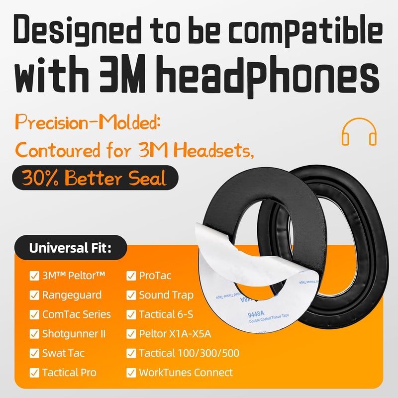 PROHEAR BR01 Gel Ear Pads for PELTOR Headsets - Ultra Comfort & Noise Reducing, Compatible with Tactical 100/300/500, WorkTunes, Rangeguard, Anti-Pressure for Glasses - Image 2